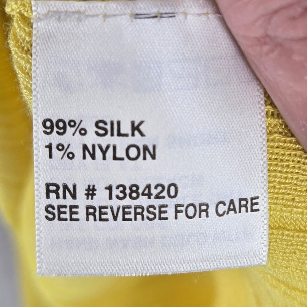 Per Se by Carlisle NEW SMALL Ribbed Silk Knit Top Women Yellow Minimalist Luxury - Picture 5 of 9